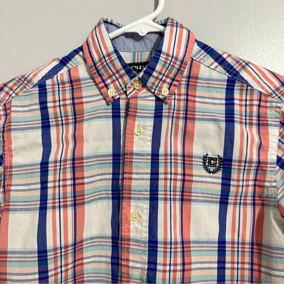 Chaps plaid button down long sleeved shirt size 10-12(M) - Picture 3 of 4